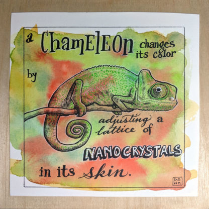 Chameleons original artwork mounted on wood panel