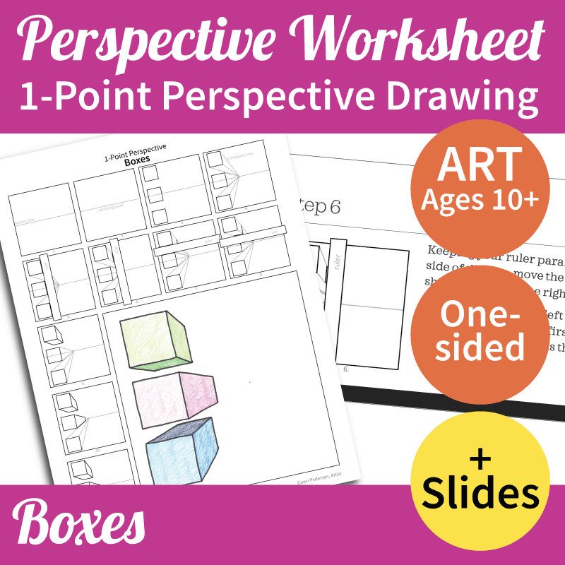 Bundle: One- and Two-Point Perspective Drawing - 11 Art Worksheets - Image 2