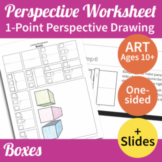 One-Point Perspective Drawing - Art Worksheet + Slideshow: Boxes