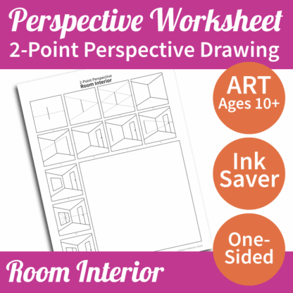 Two-Point Perspective Drawing - Art Worksheet: Room Interior - Dawn ...