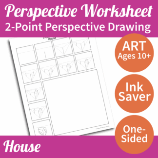 Two-Point Perspective Drawing - Art Worksheet: House