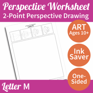 Two-Point Perspective Drawing - Art Worksheet: Letter M