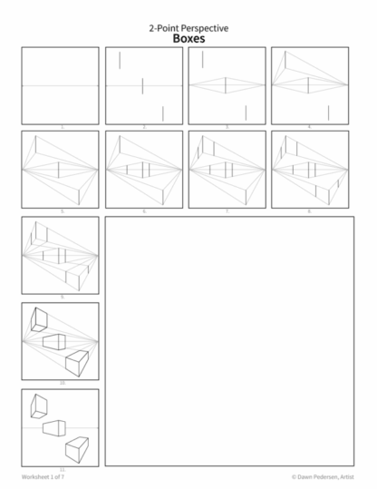 Two-Point Perspective Drawing - Art Worksheet: Boxes - Dawn Pedersen ...