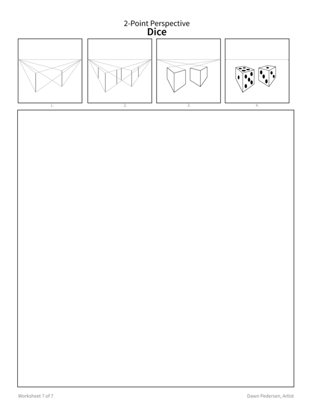 Two-Point Perspective Drawing - Art Worksheet: Dice - Image 2