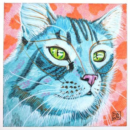 Blue Willow cat ink painting