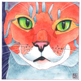 Claudia cat ink painting by Dawn Pedersen