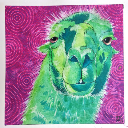 “Larry the Llama” ink painting
