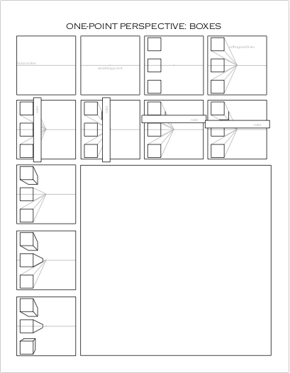 Drawing One Point Perspective Worksheet Boxes Dawn Pedersen Artist