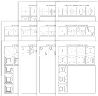 Drawing Perspective Worksheet Bundle