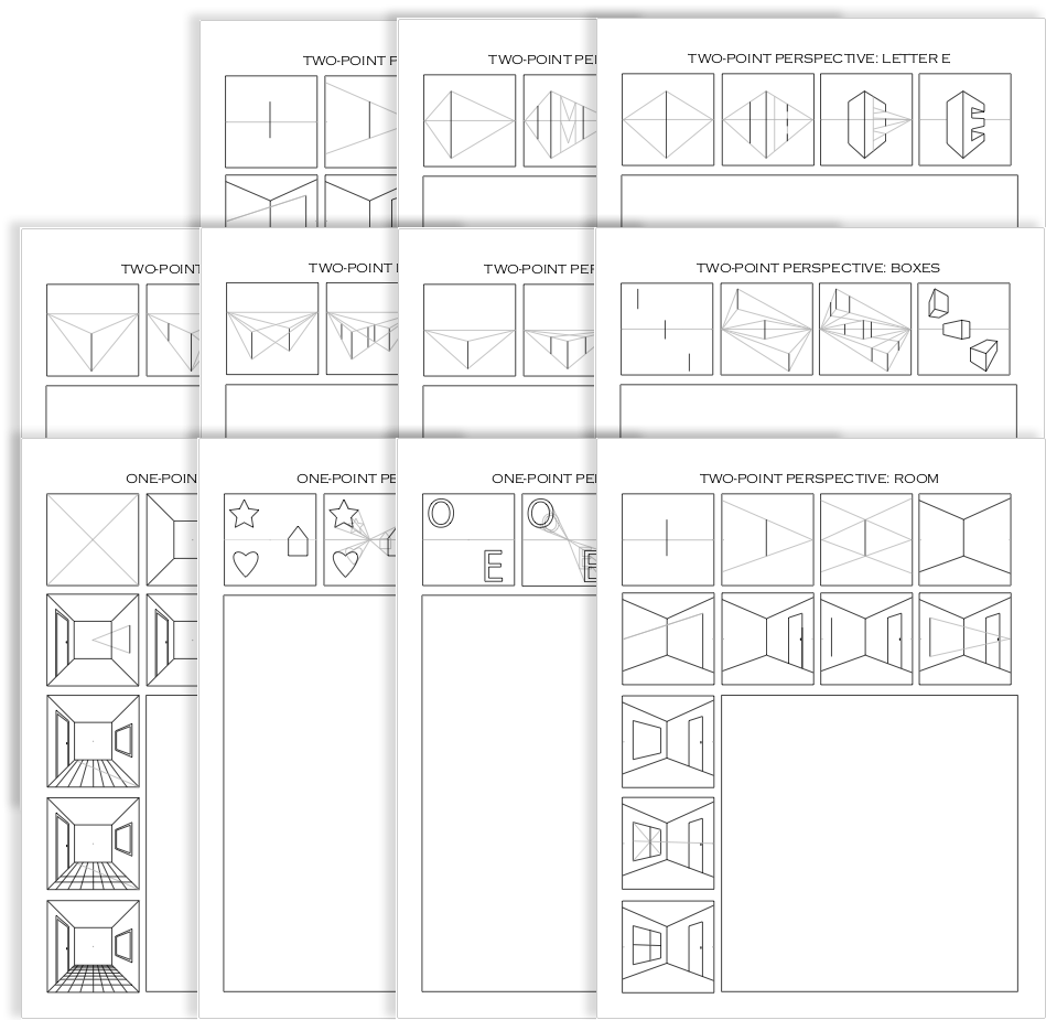 Drawing Perspective 21-Worksheet Bundle For One Point Perspective Worksheet