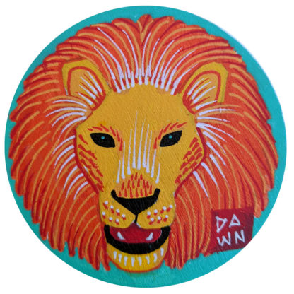 African lion hand-painted ornament