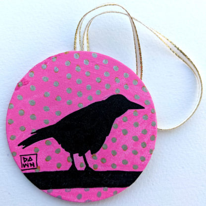 crow 1 ornament with ribbon