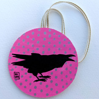 crow 2 ornament with ribbon