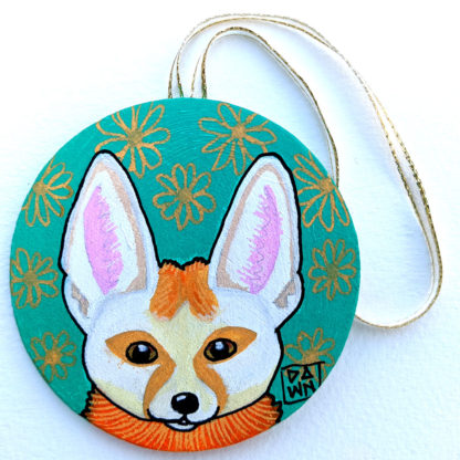 fennec fox ornament with ribbon