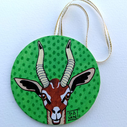 gerenuk antelope ornament with ribbon
