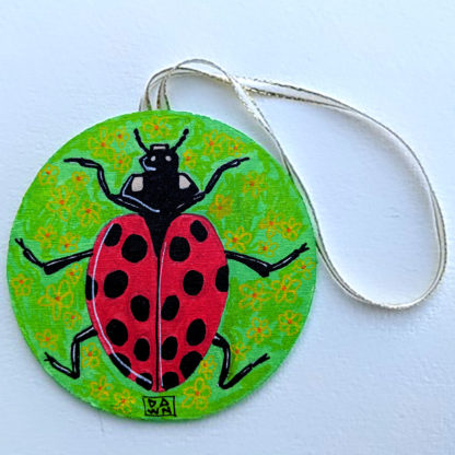ladybug 2 ornament with ribbon