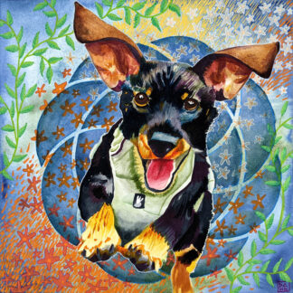 Bertie watercolor portrait of a dachshund