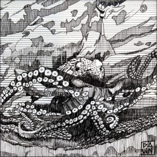 Giant Pacific Octopus ink drawing