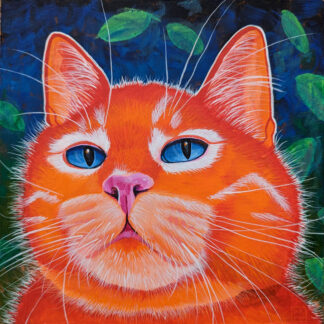 Bert acrylic cat painting by Dawn Pedersen