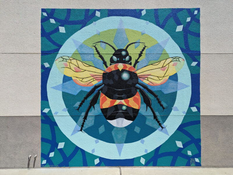 Dynamic Bee mural at Bridgeway Island K-8 School
